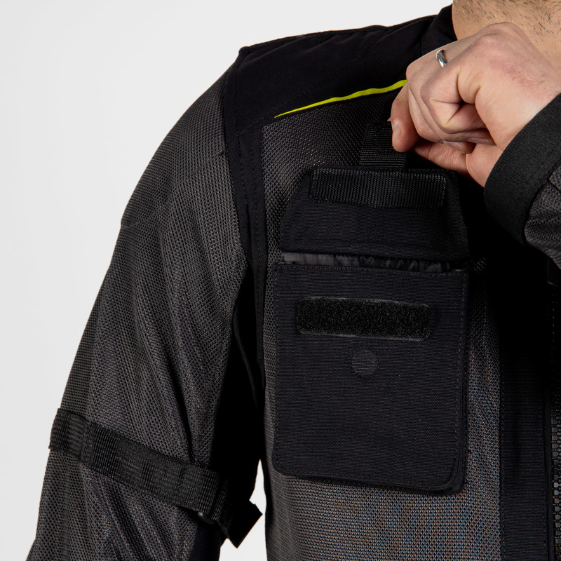 KURTKA MOTOCYKLOWA TEKSTYLNA REBELHORN BRUTALE DARK GREY BLACK FLUO YELLOW