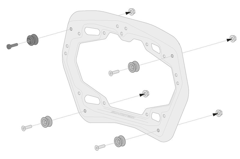 ZESTAW ADAPTERÓW NA STELAŻ PRO SW-MOTECH NA KUFRY BOCZNE AERO ABS SILVER