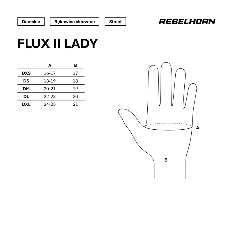 RĘKAWICE MOTOCYKLOWE DAMSKIE REBELHORN FLUX 2 BLACK GREY FLUO RED WXL