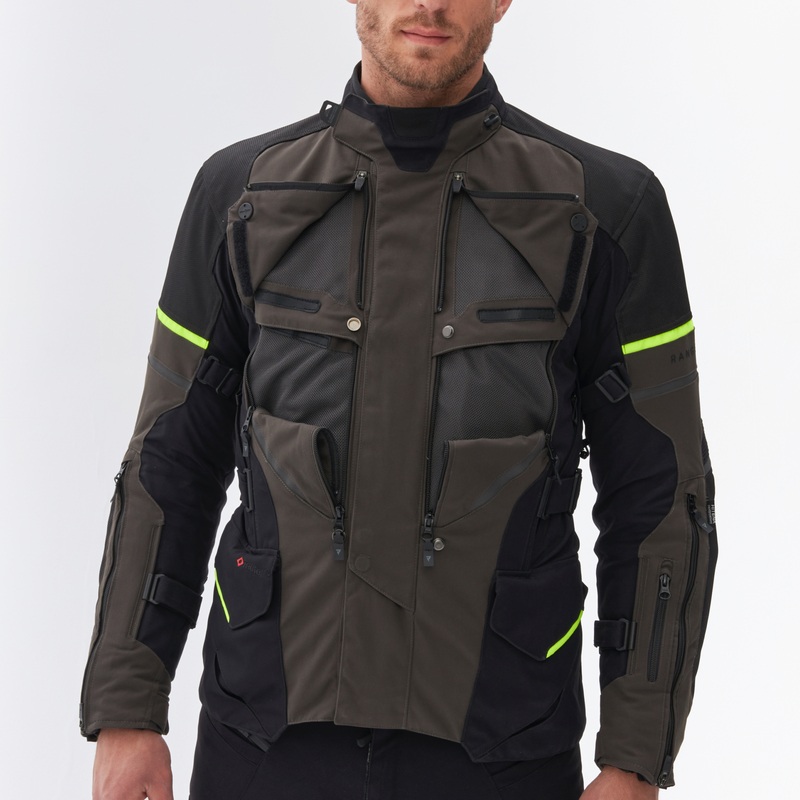 KURTKA MOTOCYKLOWA TEKSTYLNA REBELHORN RANGE BLACK DARK GREY FLUO YELLOW