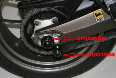 ROLKI WAHACZA RG RACING YAMAHA YZF-R6 17-, APRILIA MANA 2008- BLACK