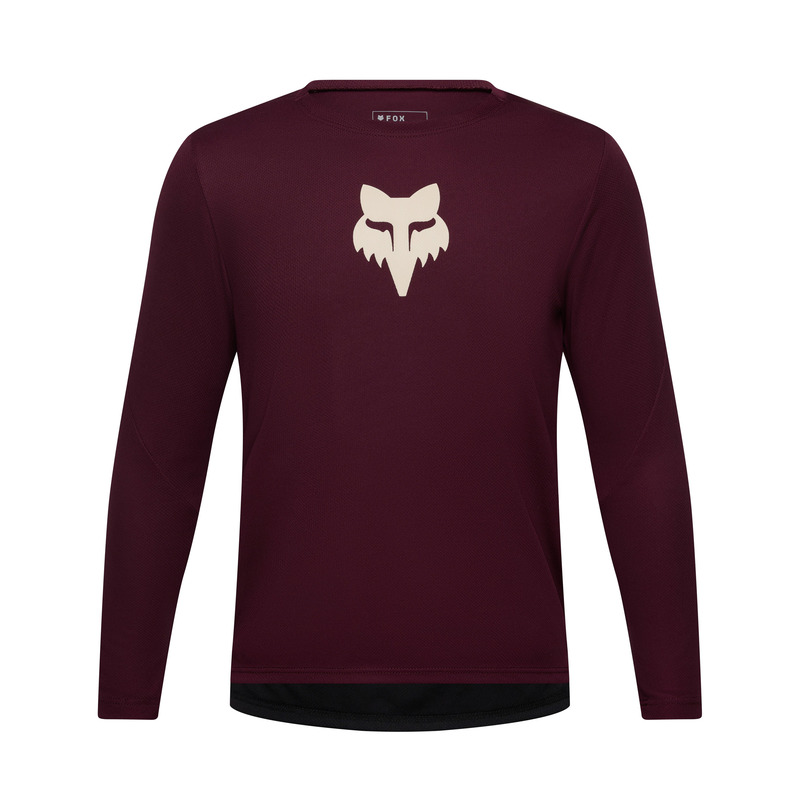 KOSZULKA ROWEROWA Z DŁUGIM RĘKAWEM JUNIOR FOX RANGER HEAD DARK MAROON YXL
