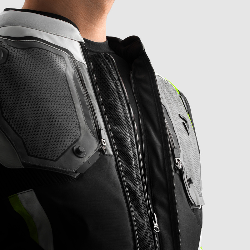 KURTKA MOTOCYKLOWA TEKSTYLNA REBELHORN BORG 2 BLACK GREY FLUO YELLOW