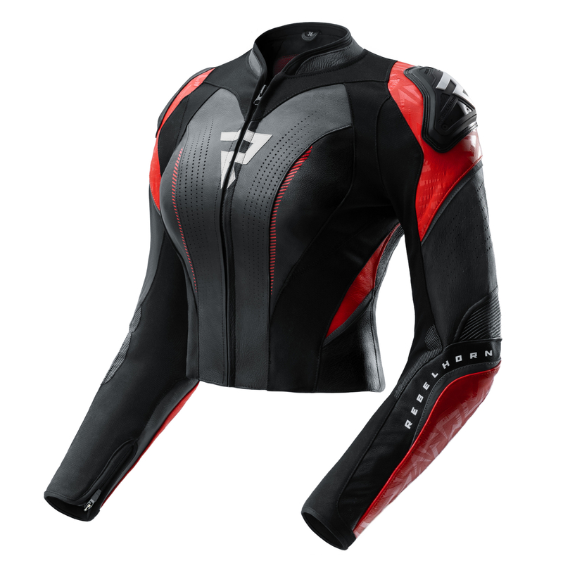 KURTKA MOTOCYKLOWA SKÓRZANA DAMSKA REBELHORN DIVA RS BLACK RED