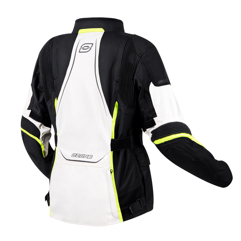 KURTKA MOTOCYKLOWA TEKSTYLNA DAMSKA OZONE SAHARA BLACK GREY FLUO YELLOW WXS