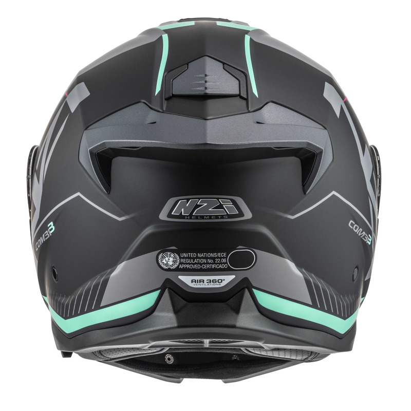 KASK MOTOCYKLOWY NZI COMBI 3 DUO ORBE BLACK ANTRACITE BEIGE TURQUOISE MATT L