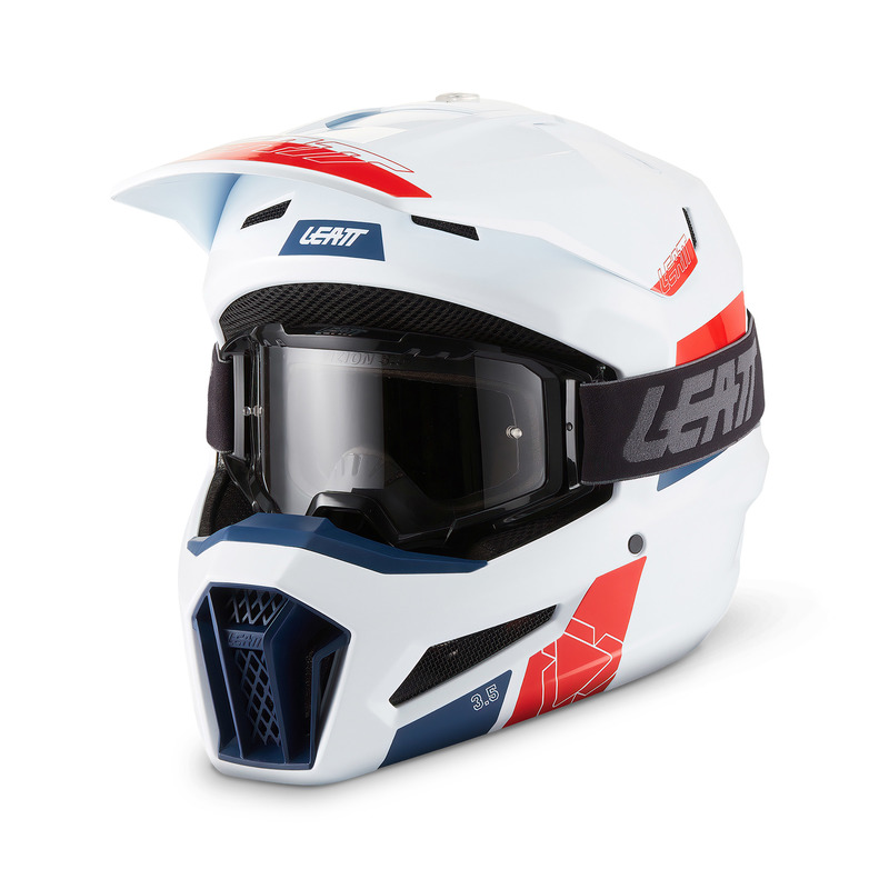 KASK MOTOCYKLOWY Z GOGLAMI LEATT KIT MOTO 3.5 WHITE M