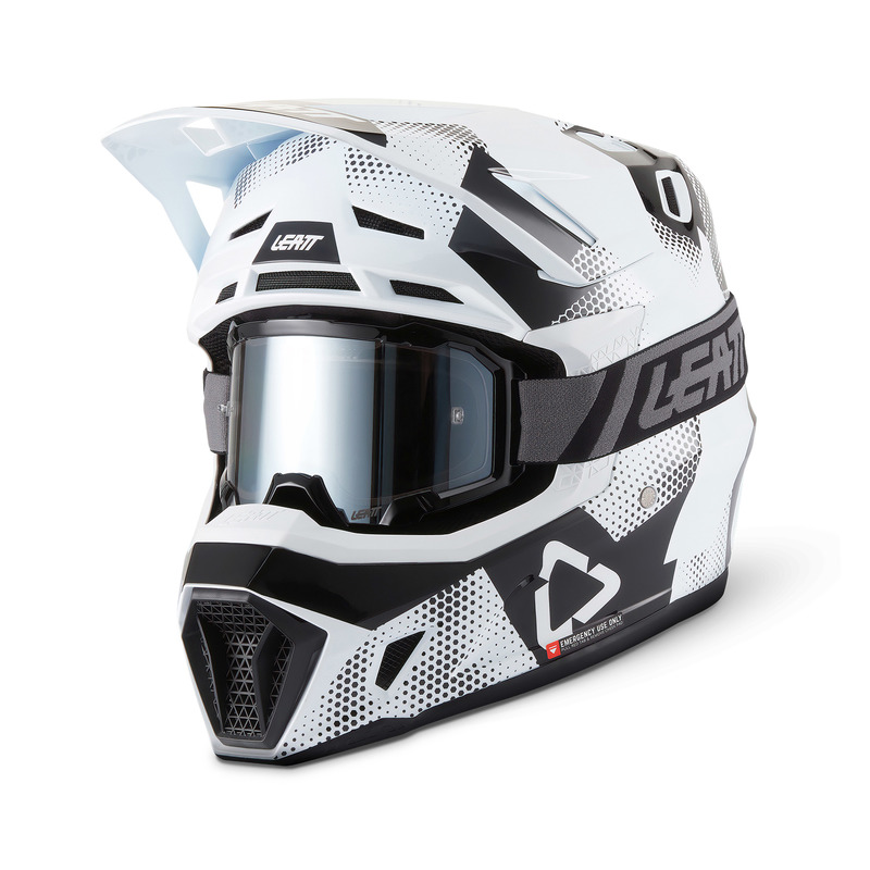 KASK MOTOCYKLOWY Z GOGLAMI LEATT KIT MOTO 7.5 CAMO BLACK WHITE L