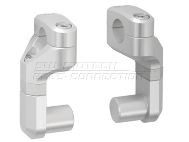 ZESTAW PODWYŻSZAJĄCY KIEROWNICĘ 22MM SW-MOTECH PODWYŻSZENIE 50-60MM REGULACJA ODCHYLENIA SILVER