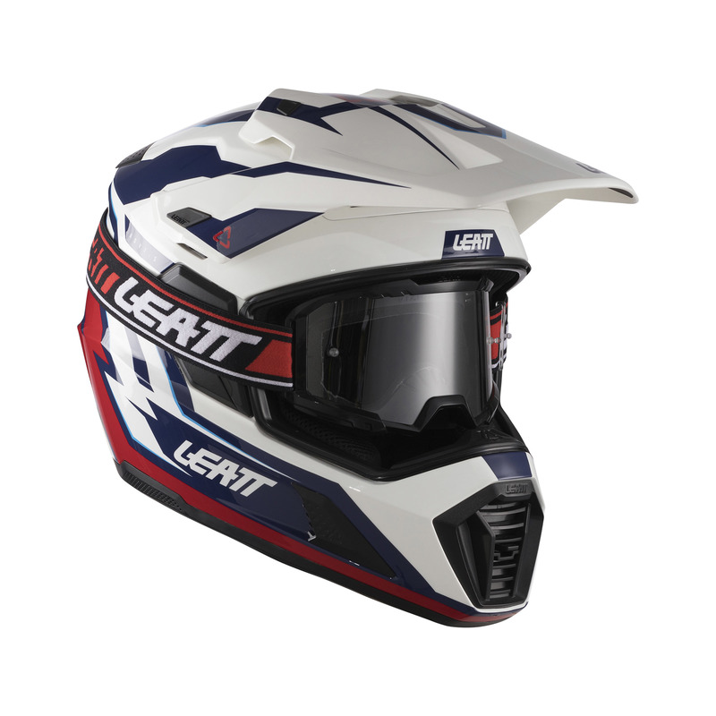 KASK MOTOCYKLOWY Z GOGLAMI LEATT ADV 7.5 ROYAL BLUE RED