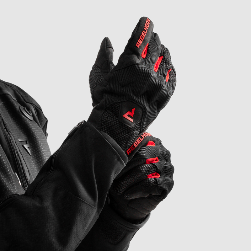 RĘKAWICE MOTOCYKLOWE REBELHORN CORE BLACK RED