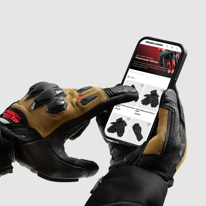 RĘKAWICE MOTOCYKLOWE REBELHORN DEFENDER DESERT BLACK RED M