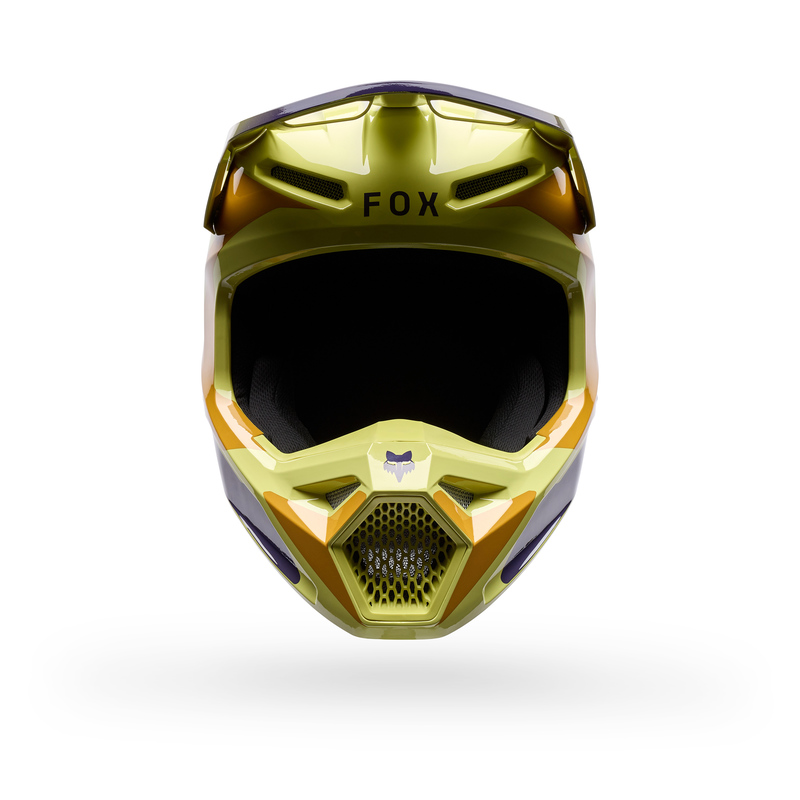 KASK MOTOCYKLOWY FOX V1 IMAGE PRINT PURPLE YELLOW