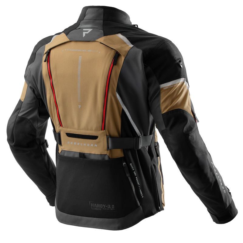 KURTKA MOTOCYKLOWA TEKSTYLNA REBELHORN HARDY 3.0 DESERT GREY RED