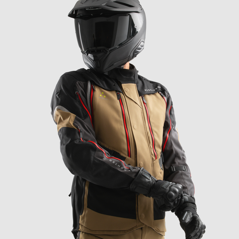 KURTKA MOTOCYKLOWA TEKSTYLNA REBELHORN HARDY 3.0 DESERT GREY RED