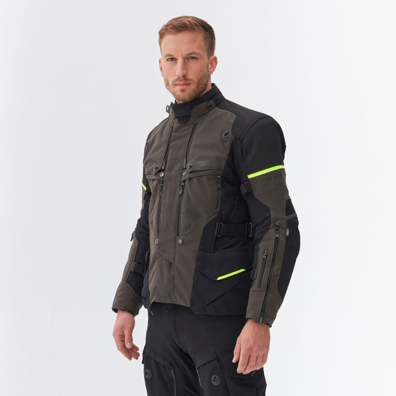 KURTKA MOTOCYKLOWA TEKSTYLNA REBELHORN RANGE BLACK DARK GREY FLUO YELLOW