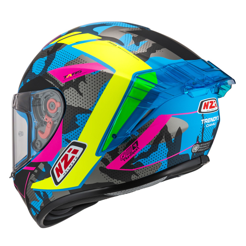 KASK MOTOCYKLOWY NZI TRENDY STREAM CAMU BLUE NEON PINK BLUE S MATT