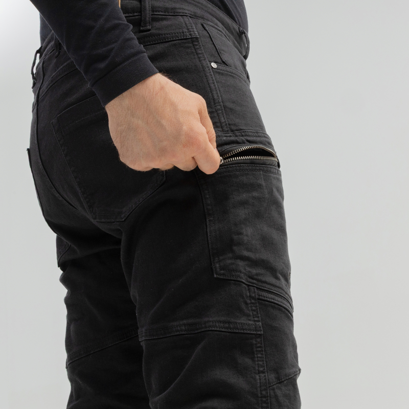 JEANSY MOTOCYKLOWE BROGER BRONX WASHED BLACK