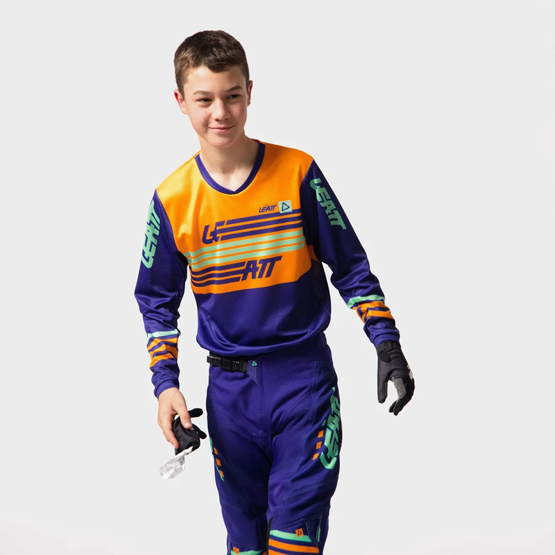 STRÓJ OFFROADOWY BLUZA I SPODNIE JUNIOR LEATT KIT 3.5 STRIPES ORANGE