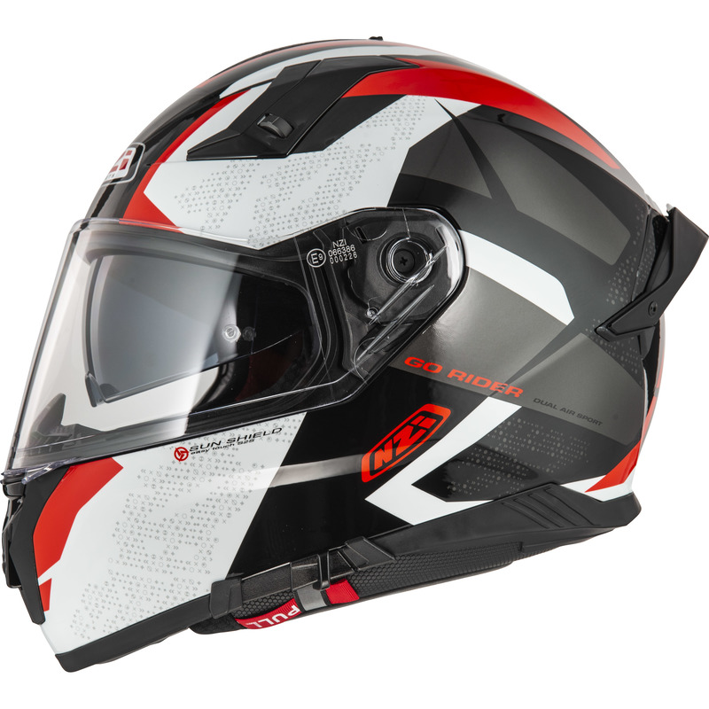KASK MOTOCYKLOWY NZI GO RIDER STREAM DUO TRIDENT BLACK GREY RED XXL
