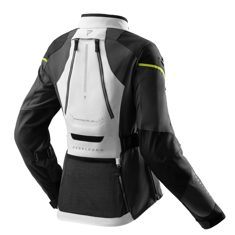 KURTKA MOTOCYKLOWA TEKSTYLNA DAMSKA REBELHORN HARDY 3.0 BLACK LIGHT GREY FLUO YELLOW W5XL