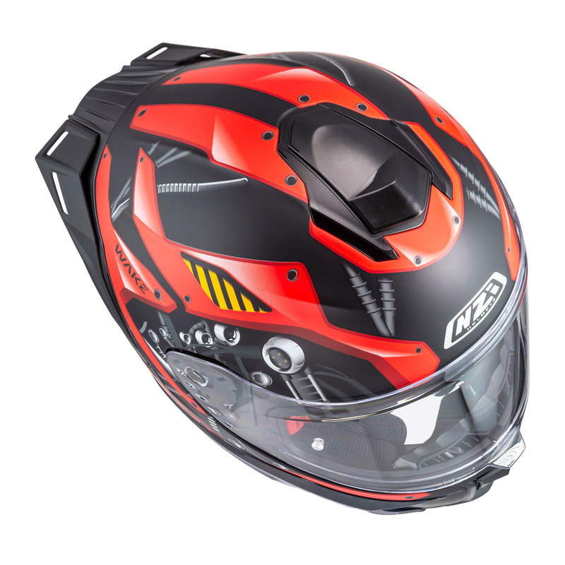 KASK MOTOCYKLOWY NZI WAKE STREAM BOOSTER CYBER BLACK RED MATT