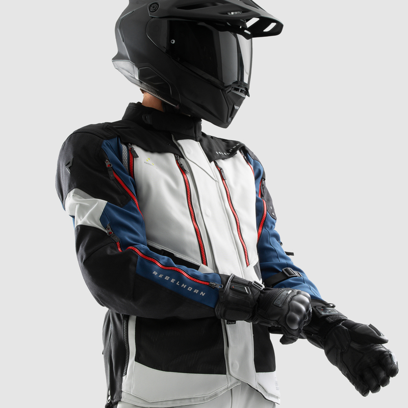 KURTKA MOTOCYKLOWA TEKSTYLNA REBELHORN HARDY 3.0 BLUE GREY RED