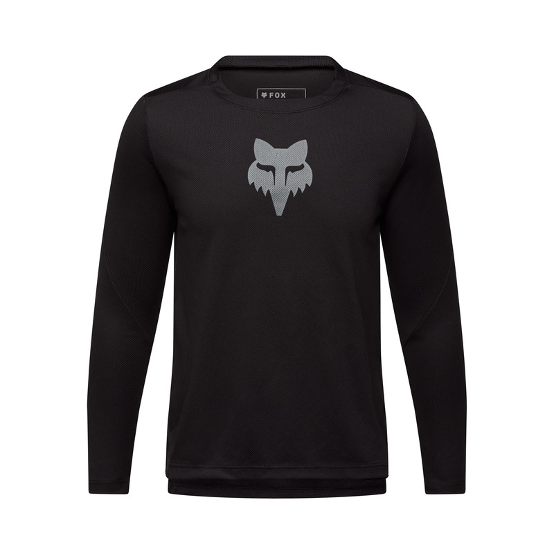 KOSZULKA ROWEROWA Z DŁUGIM RĘKAWEM JUNIOR FOX RANGER HEAD BLACK YM