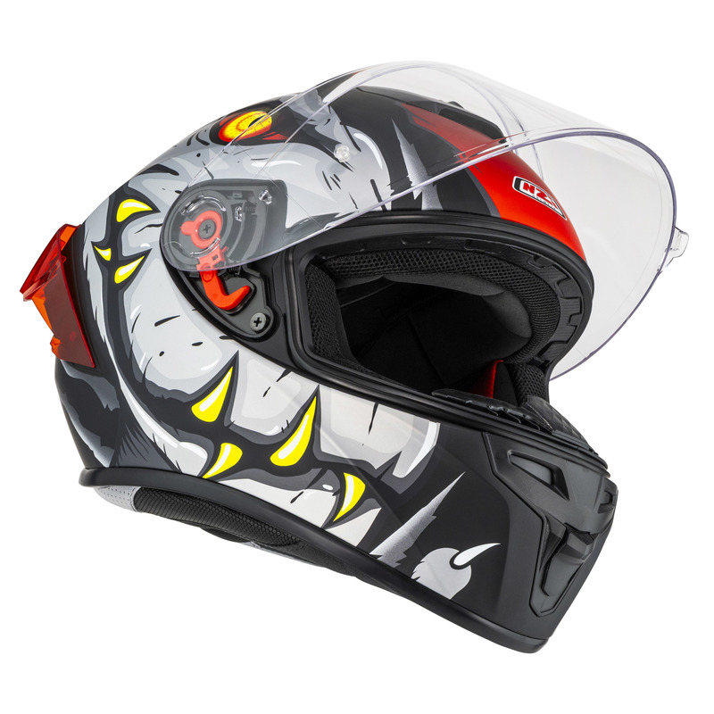 KASK MOTOCYKLOWY NZI TRENDY STREAM RAPTOR BLACK GREY RED S MATT