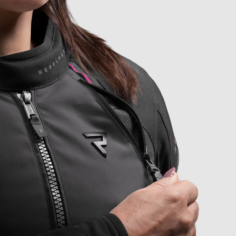 KURTKA MOTOCYKLOWA TEKSTYLNA DAMSKA REBELHORN SWIFT BLACK DARK GREY PINK W3XL