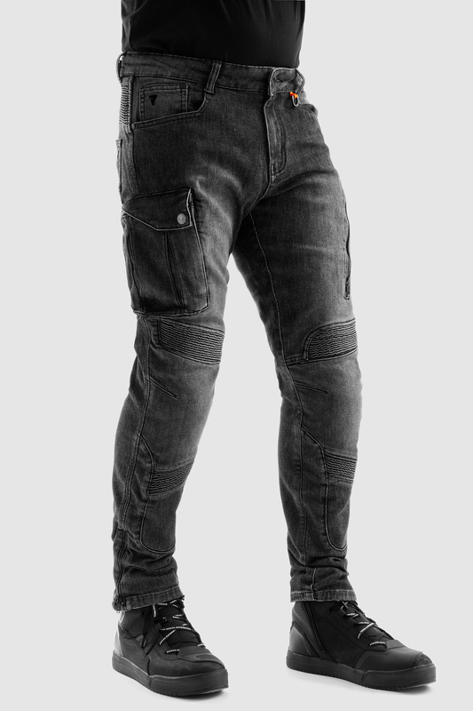 JEANSY MOTOCYKLOWE REBELHORN VANDAL WASHED BLACK MONOLAYER