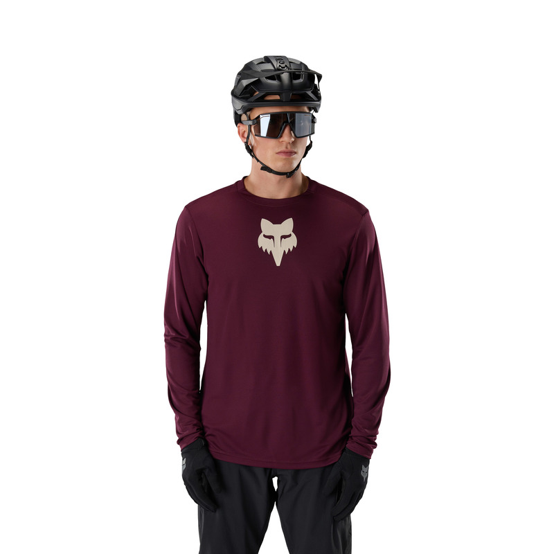 KOSZULKA ROWEROWA Z DŁUGIM RĘKAWEM FOX RANGER HEAD DARK MAROON S