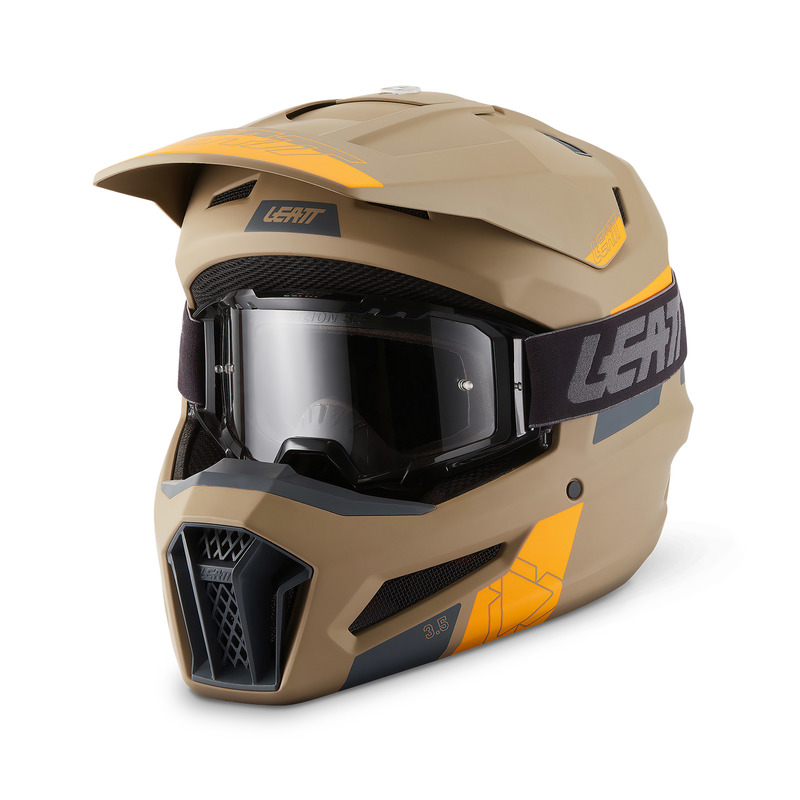 KASK MOTOCYKLOWY Z GOGLAMI LEATT KIT MOTO 3.5 KHAKI BROWN XXL