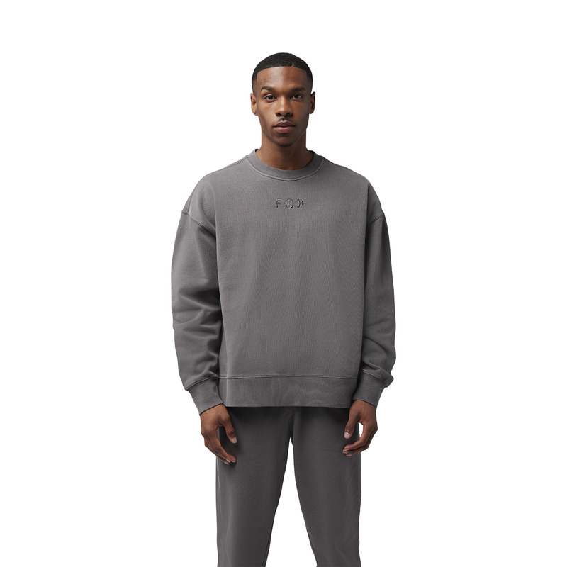 BLUZA FOX WORDMARK OVERSIZED FLEECE CREW PEWTER