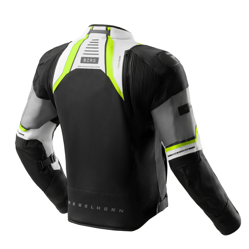 KURTKA MOTOCYKLOWA TEKSTYLNA REBELHORN BORG 2 BLACK GREY FLUO YELLOW