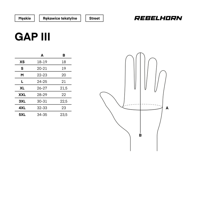 RĘKAWICE MOTOCYKLOWE REBELHORN GAP 3 BLACK