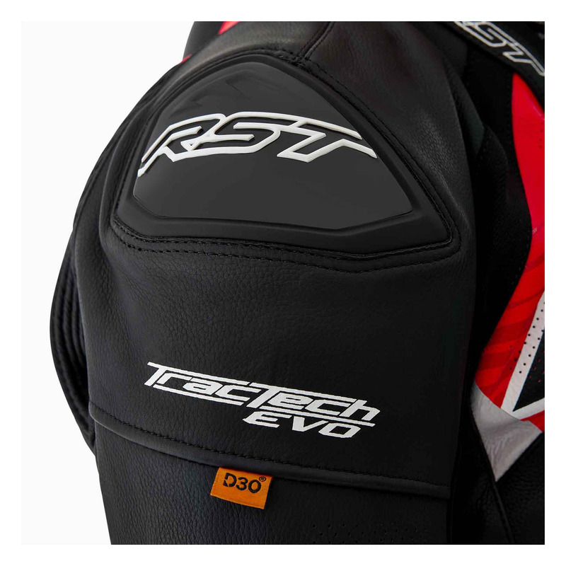 KURTKA MOTOCYKLOWA SKÓRZANA RST TRACTECH EVO D3O BLACK FLUO RED S
