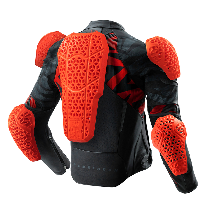 KURTKA MOTOCYKLOWA SKÓRZANA REBELHORN VANDAL 2 BLACK GREY FLUO RED