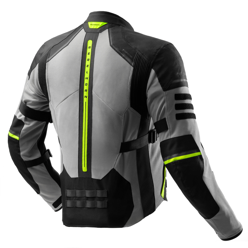 KURTKA MOTOCYKLOWA TEKSTYLNA REBELHORN SCANDAL 3 BLACK GREY FLUO YELLOW