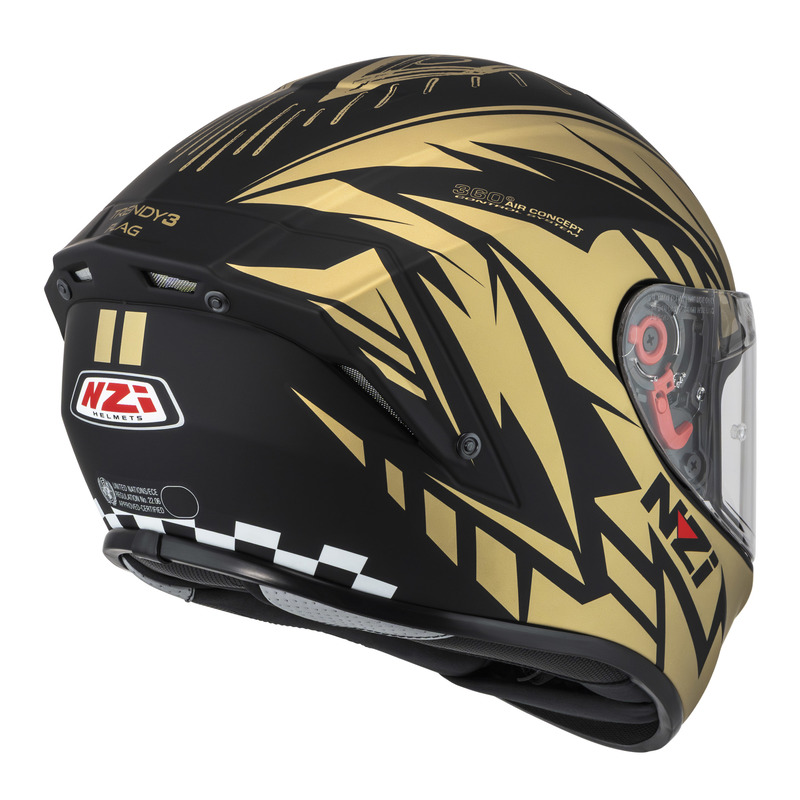 KASK MOTOCYKLOWY NZI TRENDY STREAM FLAG BLACK GOLD MATT