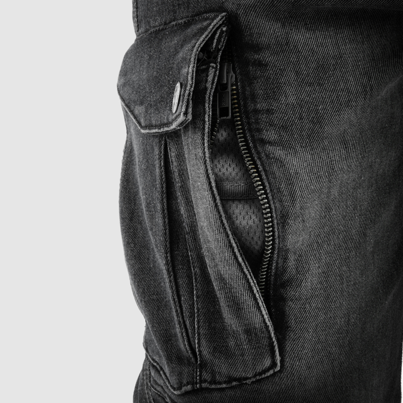JEANSY MOTOCYKLOWE REBELHORN VANDAL WASHED BLACK MONOLAYER