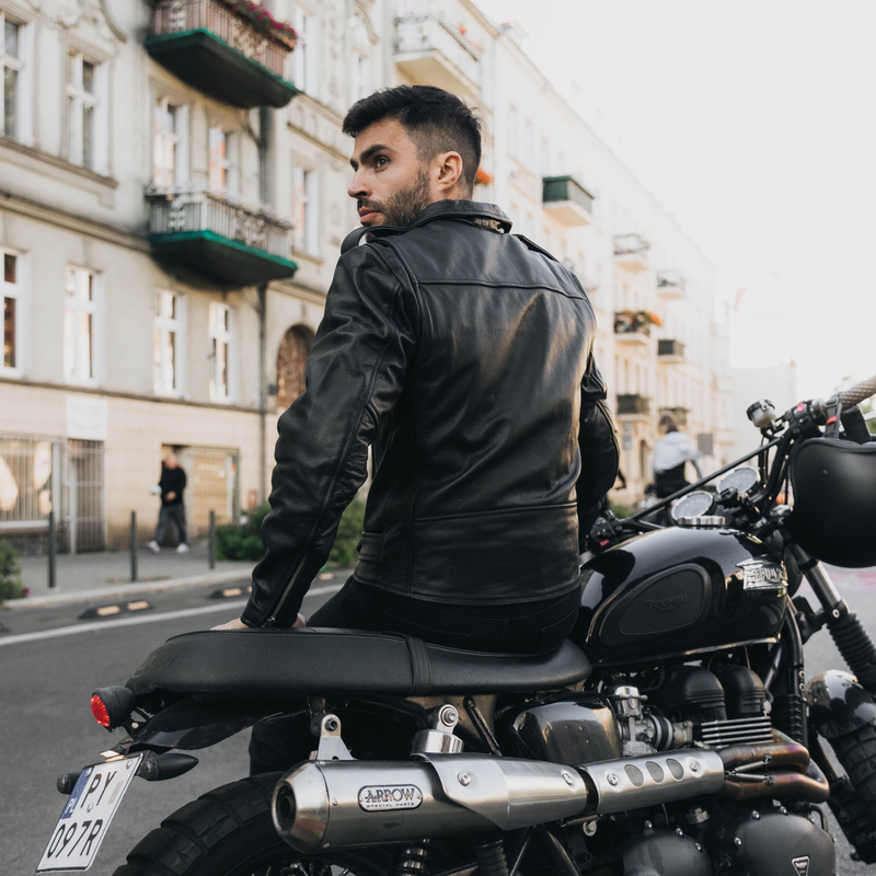 KURTKA MOTOCYKLOWA SKÓRZANA OZONE RAMONES BLACK
