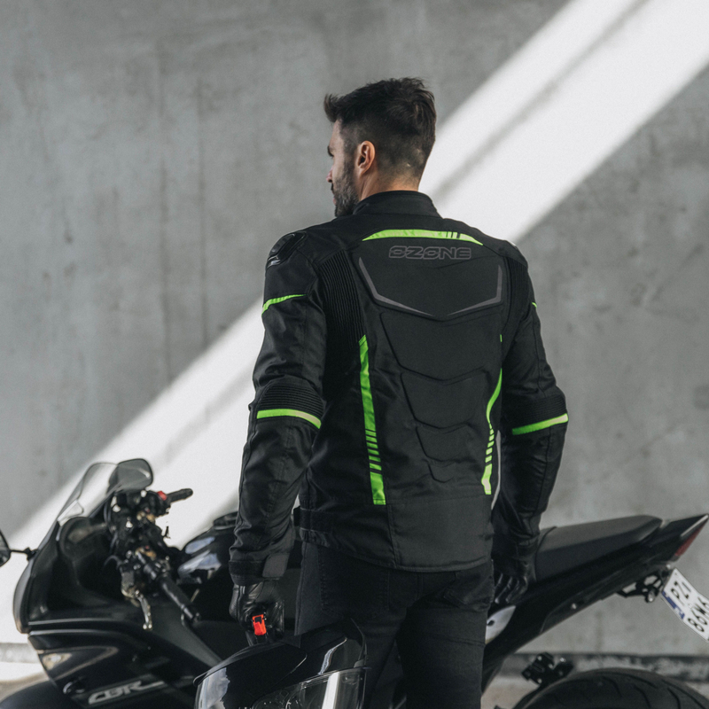KURTKA MOTOCYKLOWA TEKSTYLNA OZONE PULSE BLACK FLUO YELLOW