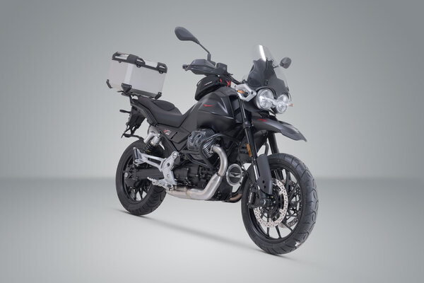 ZESTAW KUFRA CENTRALNEGO TRAX ADV SW-MOTECH MOTO GUZZI V85 STRADA (24-) SILVER