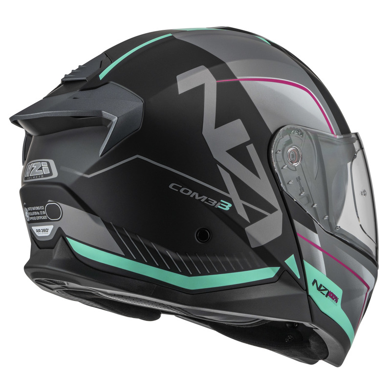 KASK MOTOCYKLOWY NZI COMBI 3 DUO ORBE BLACK ANTRACITE BEIGE TURQUOISE MATT L