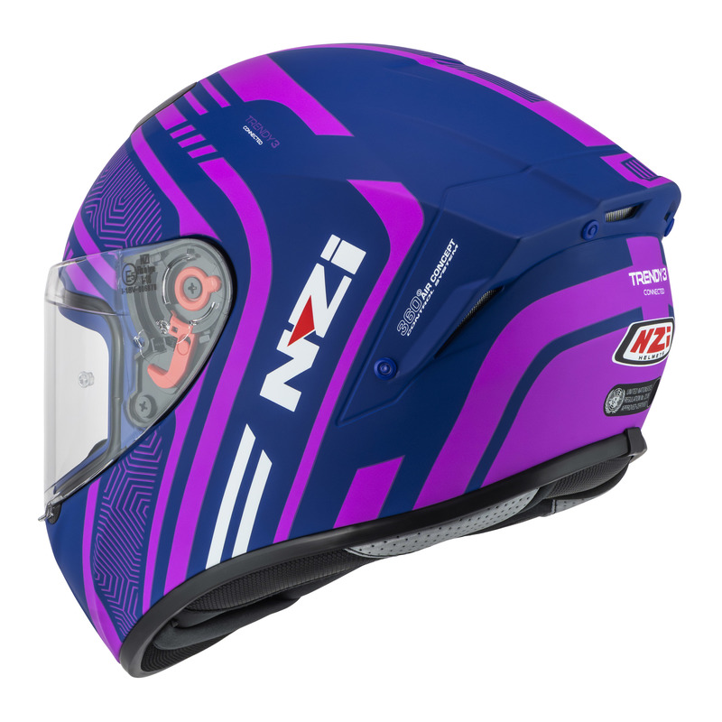 KASK MOTOCYKLOWY NZI TRENDY STREAM CONNECTED DARK BLUE PINK MATT S