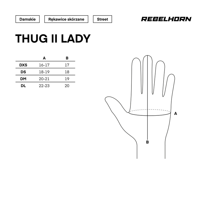 RĘKAWICE MOTOCYKLOWE DAMSKIE REBELHORN THUG 2 BLACK WXS
