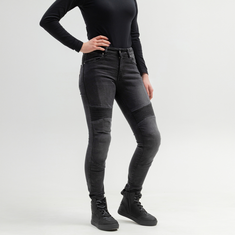 JEANSY MOTOCYKLOWE DAMSKIE BROGER AURA WASHED BLACK 26/30