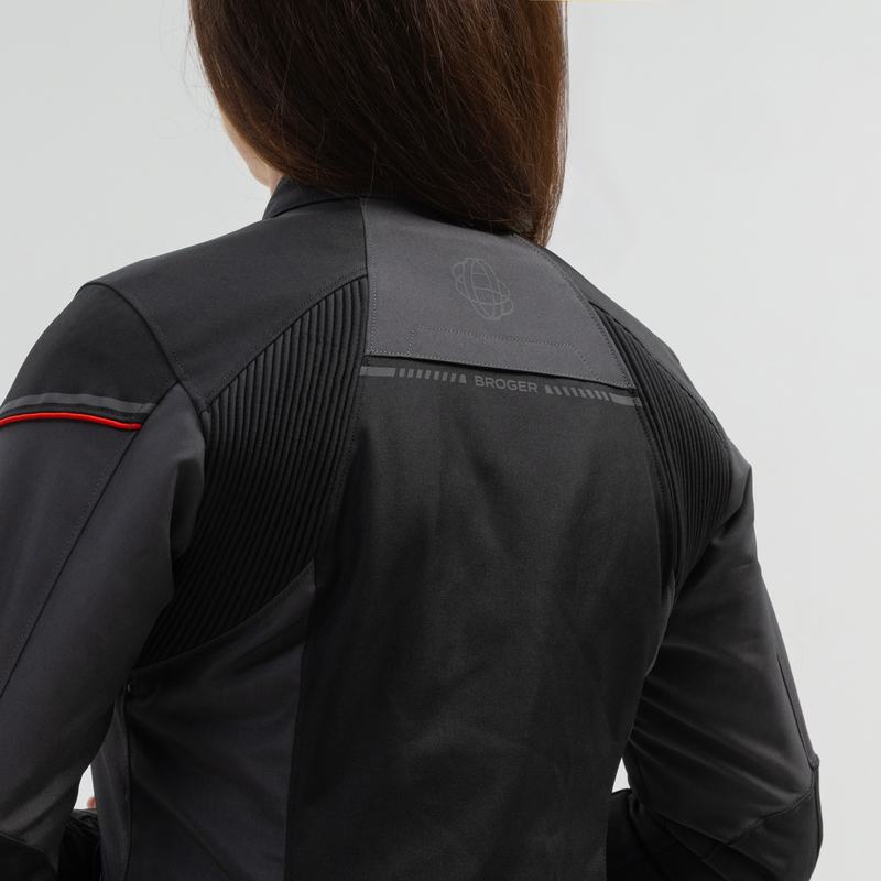 KURTKA MOTOCYKLOWA TEKSTYLNA DAMSKA BROGER GRID BLACK DARK GREY RED WL
