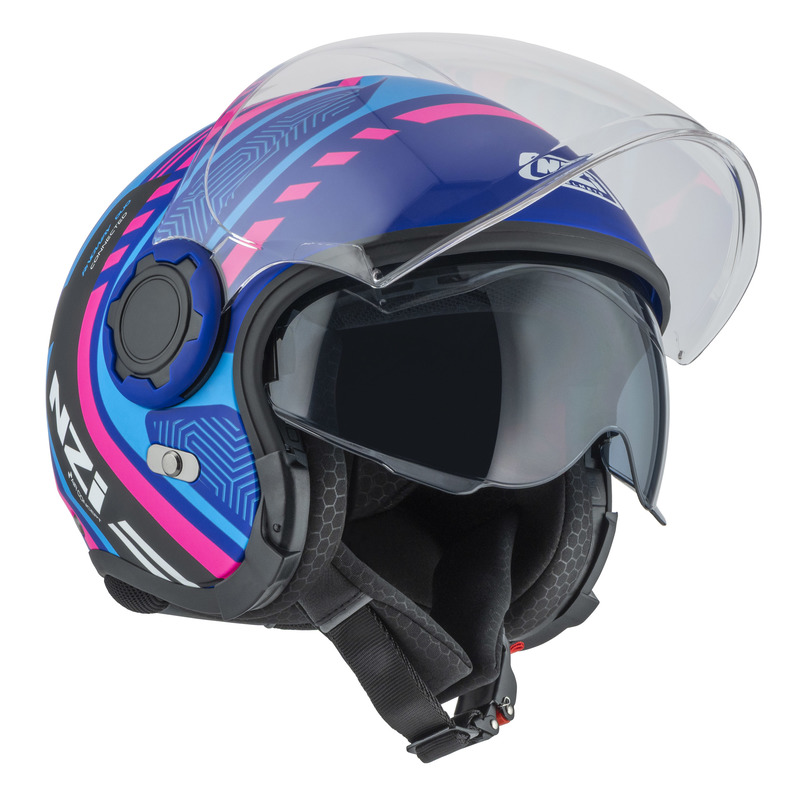 KASK MOTOCYKLOWY NZI RINGWAY 2 DUO CONNECTED BLUE PINK BLUE MATT XS